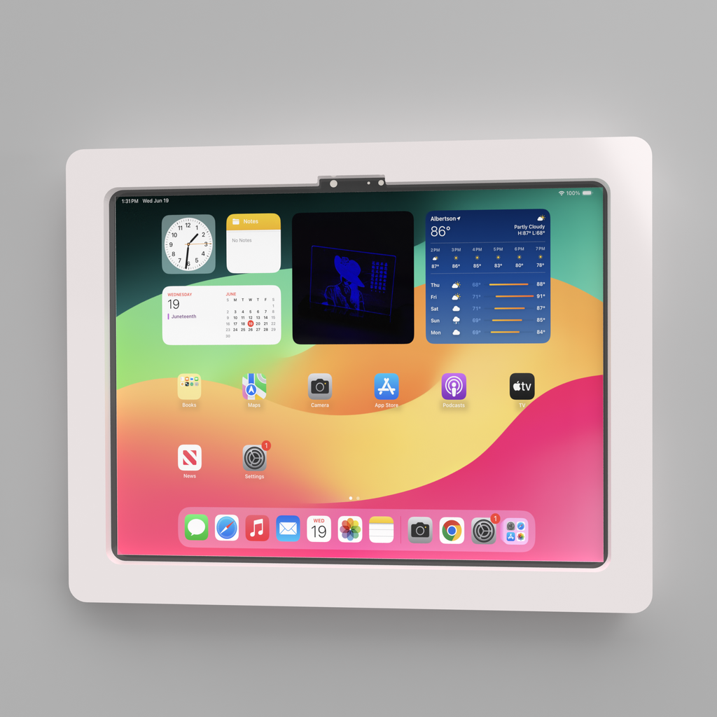 [11534] iPad Pro 13 2024 Wall Mount w cable White Acrylic
