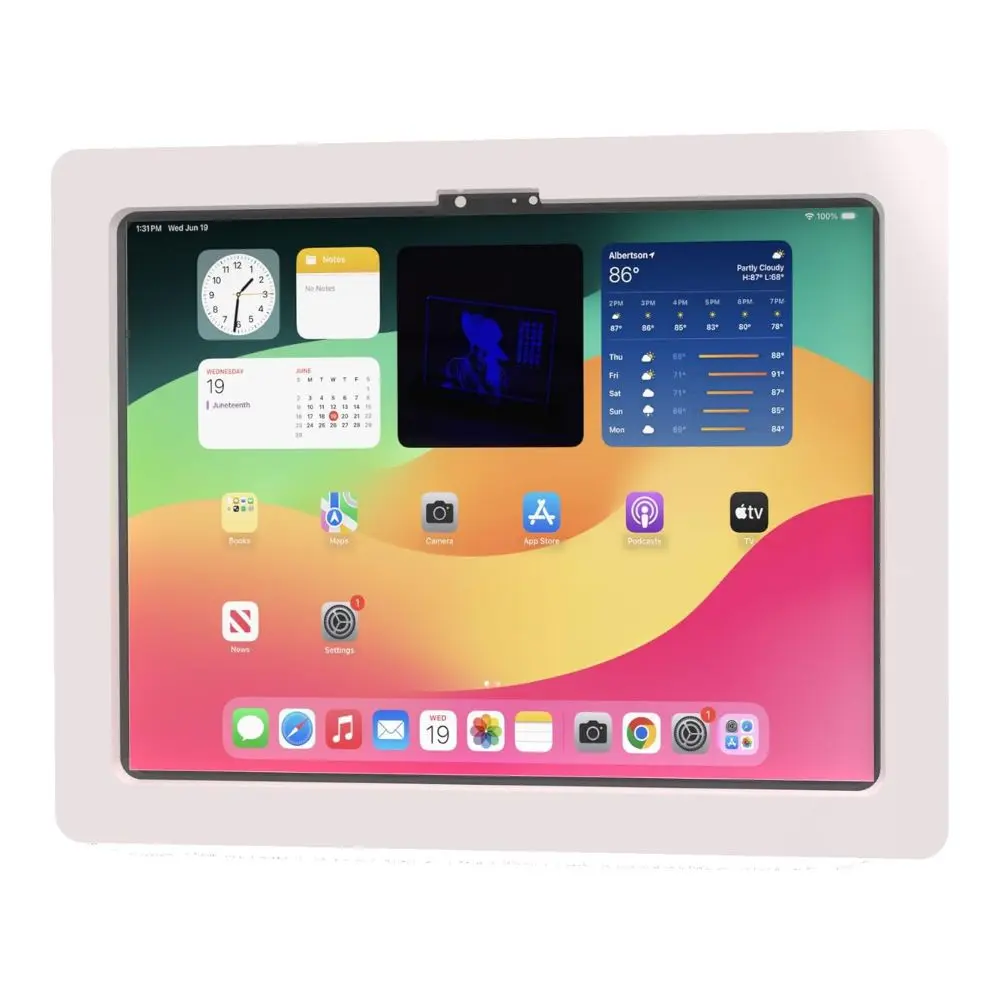[11151] iPad Air 4 wall mount w cable White Acrylic